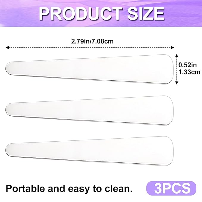 3pcs Mini Metal Makeup Spatula, Reusable Cosmetic Cream Spatulas Spoon, Skincare Scoop Applicator Facial Massage Beauty Tools for Mixing and Sampling Face Eye Cream- 2.79"×0.52"