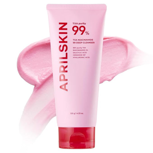 APRILSKIN TXA Niacinamide 99 Pore Care Pink Bubble Gum Deep Cleanser | 99% High-Purity TXA+Niacinamide | All-in-One Cleanser: Deep Cleansing, Blackhead Care, Pore Care, Moisturizing | 4.23 fl.oz.