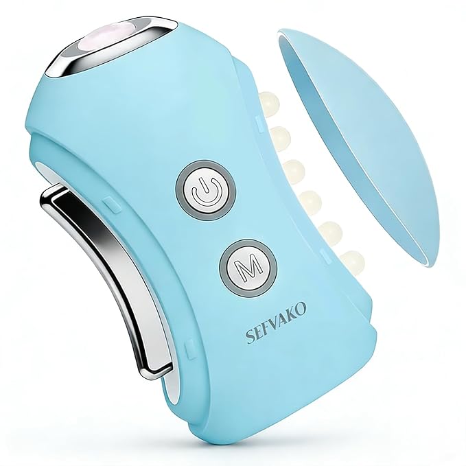 Face Massager Tool with Red Light Therapy for Face, Jade＆Rose Quartz Microcurrent Facial Device with Vibration＆7-Color LED Warm Heat, Gua Sha Facial Tools for Lifting, De-Puffing, Lymphatic Drainage