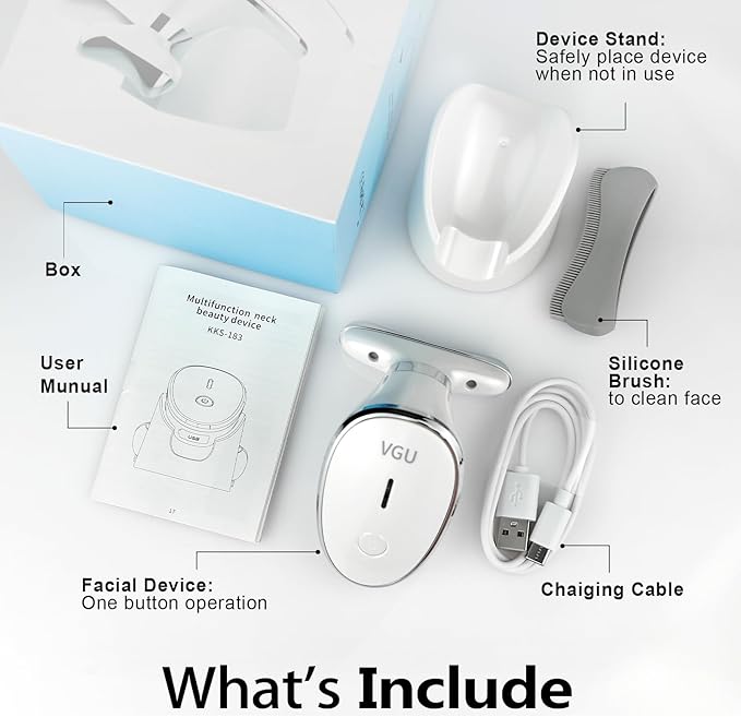 Face Massager, Facial Neck Care Tool with Vibrating Heating Mode, Portable Handheld Gift White