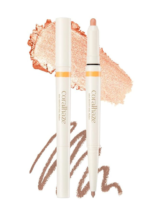 Idol AEGYO-SAL Maker 03 Tangerine Coral, 2-in-1 Under-Eye Highlighter and Contour Liner for Bright, Voluminous Eyes, Long-Lasting, Smudge-Proof Shimmer Stick with Natural Glow, Korean Beauty