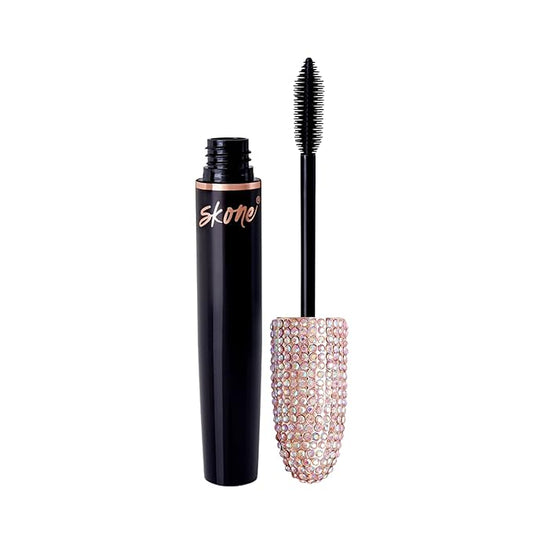 Skone Cosmetics Insanely Intense Waterproof Mascara – Smudge-Proof, Long-Lasting and Volumizing for Thick, Lifted Lashes – Lengthening Mascara for a Dramatic, False Lash Effect & Eye-Catching Bling