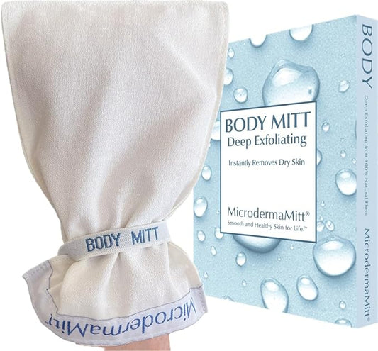 MicrodermaMitt Original Deep Exfoliating Mitt for Body - Premium Turkish Kessa Dead Skin Remover & Body Exfoliator for Keratosis Pilaris & Self-Tan Removal, Natural Skin Care Glove for Smooth Skin