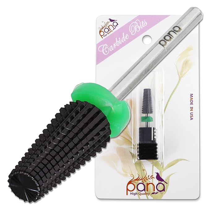 PANA 3/32" Shank 5-in-1 Nail Carbide Bit - (Triple Coarse - Coarse Grit, DLC Black) - Two Way Rotate use for Both Left and Right Handed Fast remove Acrylic or Hard Gel Machine