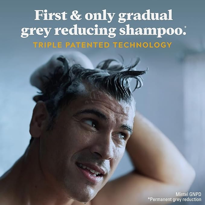 Just for Men Control GX Grey Reducing 2-in-1 Shampoo and Conditioner, Gradual Hair Color with Keratin for Stronger Thicker and Healthier Looking Hair, 4 Fl Oz - Pack of 3 (Packaging May Vary)