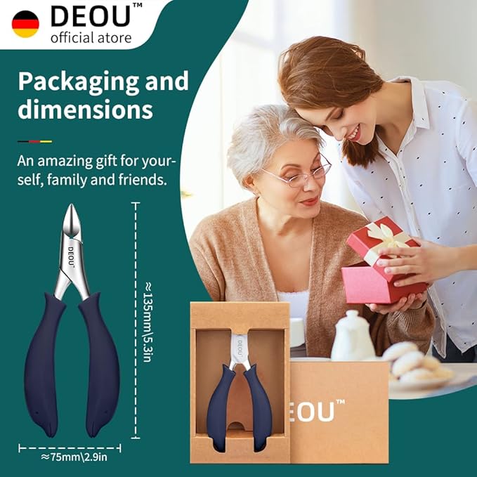 DEOU Professional Stainless Steel Podiatrist Nail Clippers, Heavy Duty Manicure Pliers for Thick Nails, Pedicure Toe Nail Clippers Tools for Men Women