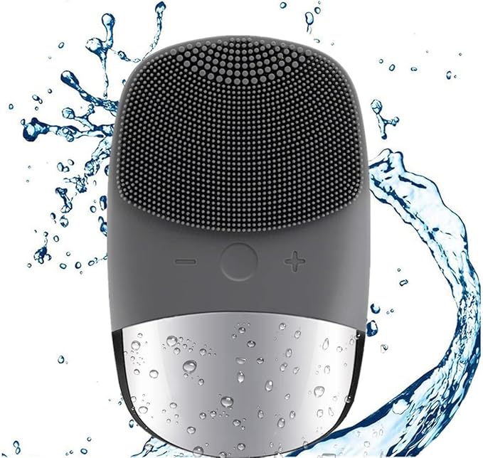 MEGAN Facial Cleansing Brush,USB Rechargeble Electric Silicone Face Scrubber,IPX7 Waterproof Sonic Facial Massager, 3 in 1 face Brush for Deep Cleanning, Blackhead Remover, Exfoliating.（Black）