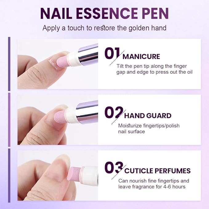 Yilia 3-in-1 Nail Care Pen, Cuticle Oil Pen & Pusher with Ceramic Tip, Moisturizes & Strengthens Nails (1 Fl Oz)