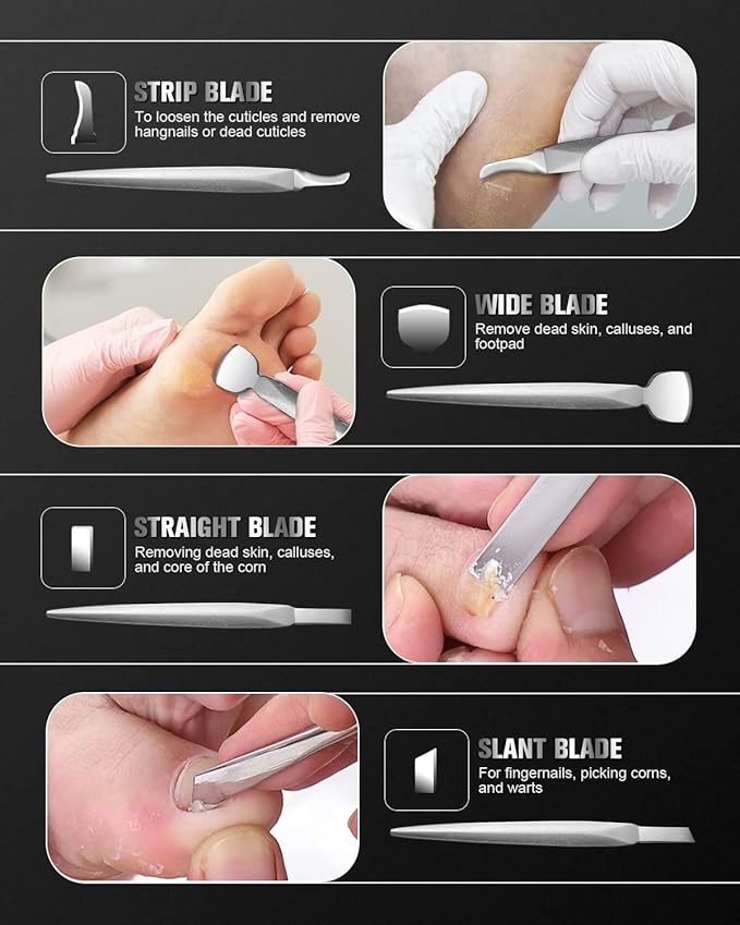 FERYES Pedicure Knife Ingrown Toenail Kit, 7 PCS Professional Pedicure Tool Toenail Grooming Kit, Top Notch Foot Blade, Super Sharp Toenail Clippers (Leather case included)
