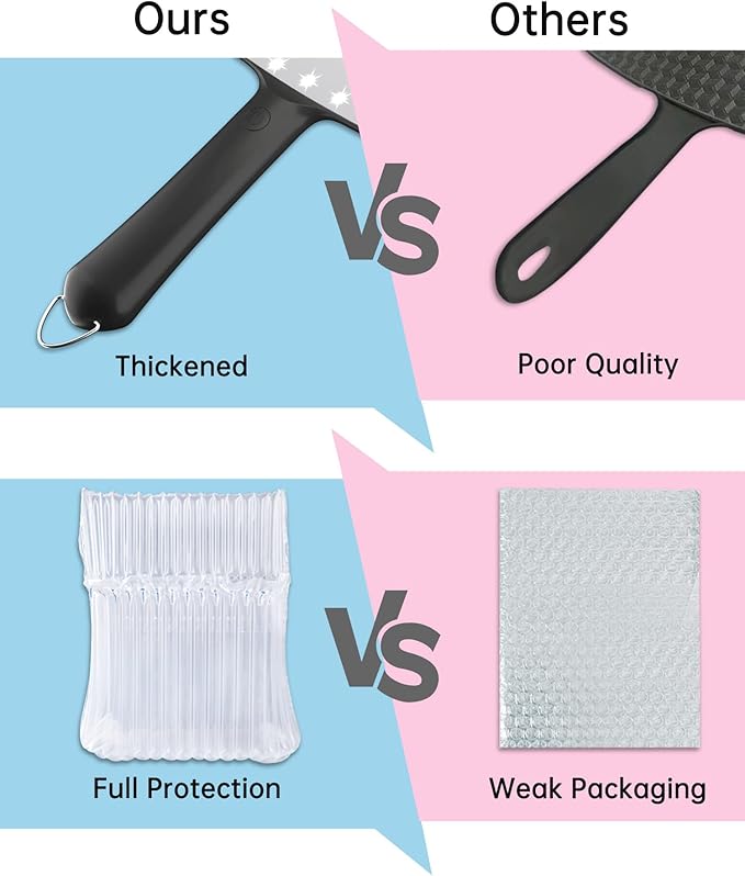 Famihomii Lighted Handheld Mirror, 6.2"x 5.9" Square Glass Frame with LED Beads, Battery Operated, Ideal for Haircut, Shaving, Makeup, and Wound Care