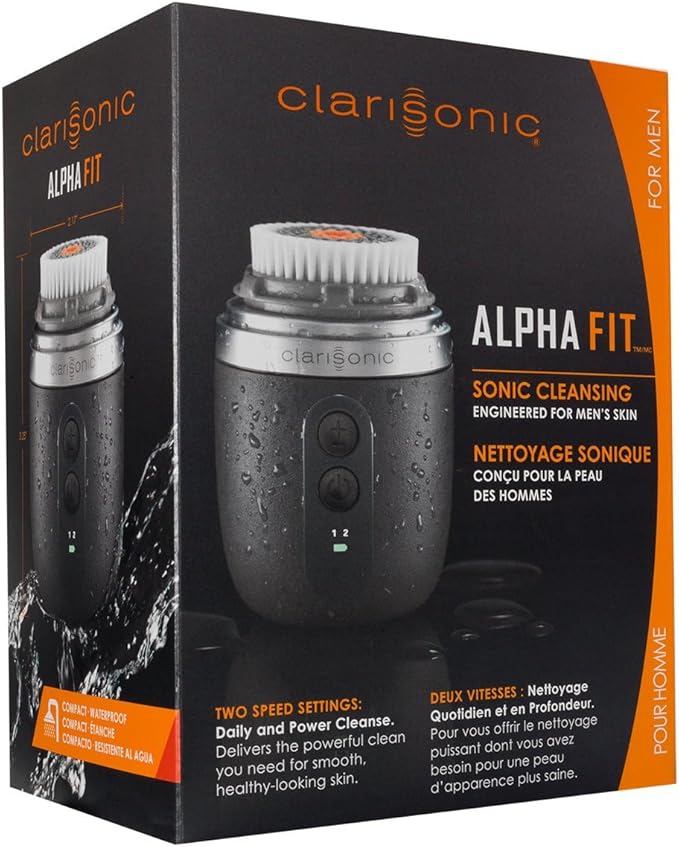 Clarisonic Alpha FIT Men's Face Brush Sonic Facial Cleansing Device, Grey