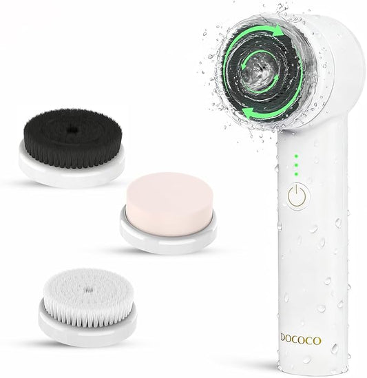Facial Cleansing Brush, Electric Face Scrubber with 2 Rotational Directions, 3 in 1 Facial Brushes for Cleaning and Exfoliating, 3 Speeds Adjustable, Waterproof Face Wash Brush for Men Women