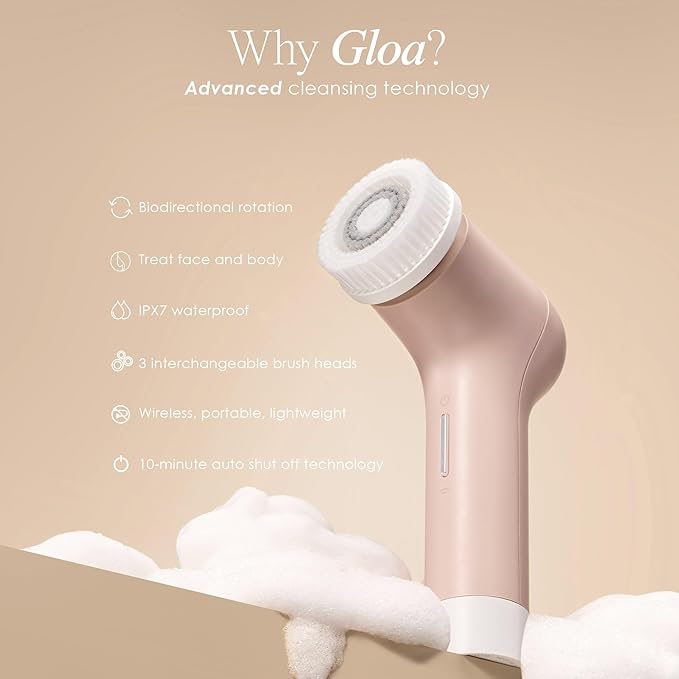 Gloa Face and Body Cleansing Brush by Project E Beauty | 3 Cleaning Brushes | Pore Cleaner | Scrub Brushes for Cleaning | Exfoliate for Face & Body | Brush Cleaner for Body | Waterproof Skin Care Kit