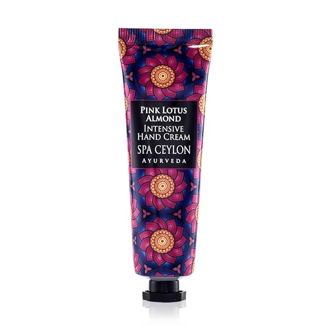 SPA CEYLON PINK LOTUS ALMOND Intensive Hand Cream | Natural Soothing Treatment | Hydrate | Vitamin Rich | Moisturize | Pink Lotus | 100% Vegetarian | Suitable for all skin types