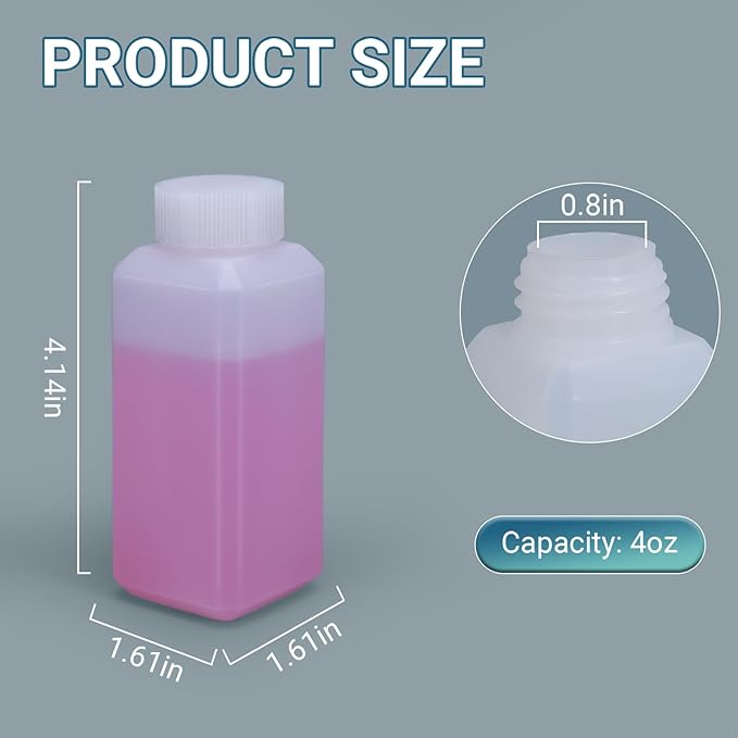 4oz/120ml Leak Proof Plastic Bottles with Caps for Liquids Sample, Reusable Small Bottles Containers for Travel, Camping and Hiking (Translucent, 10 Pcs)