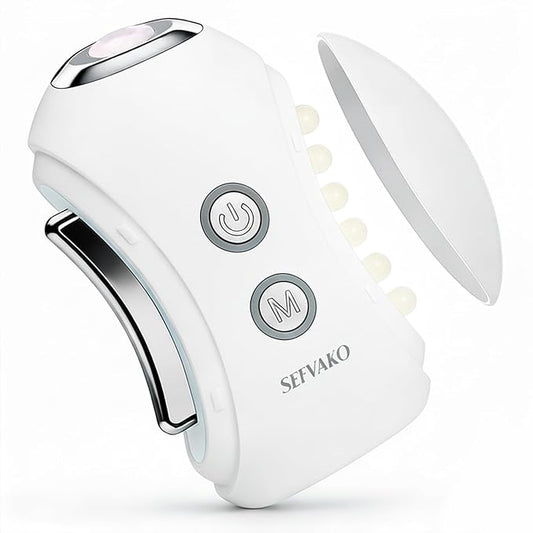 Face Massager Tool with Red Light Therapy for Face, Jade＆Rose Quartz Microcurrent Facial Device with Vibration＆7-Color LED Warm Heat, Gua Sha Facial Tools for Lifting, De-Puffing, Lymphatic Drainage