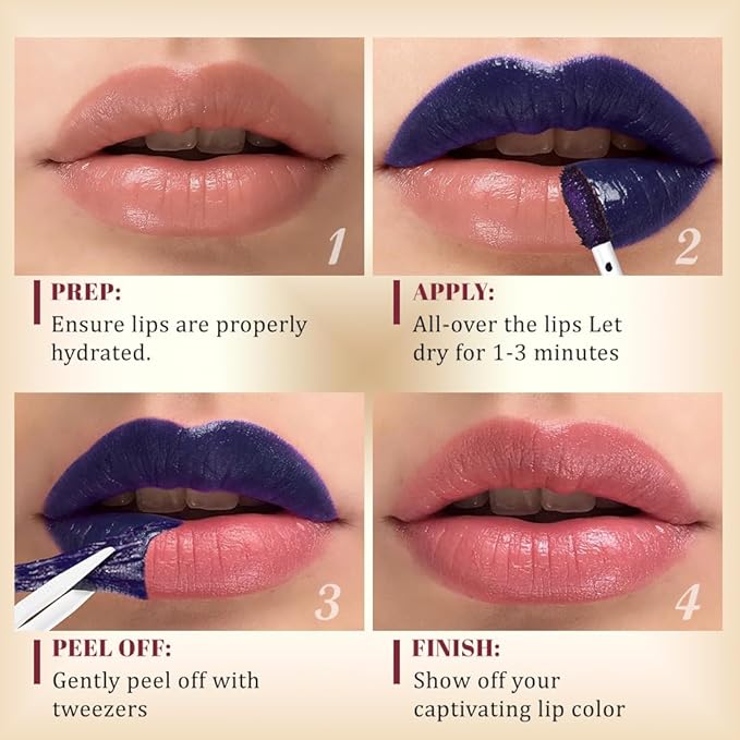 Kaely Warm Rose Lip Stain Peel Off Masque, Long Lasting Waterproof Smudge Proof Lip Tint, Non-Transfer Semi Permanent Lipliner Tattoo with Tweezer, Matte Finish, Vegan & Cruelty-Free, 01