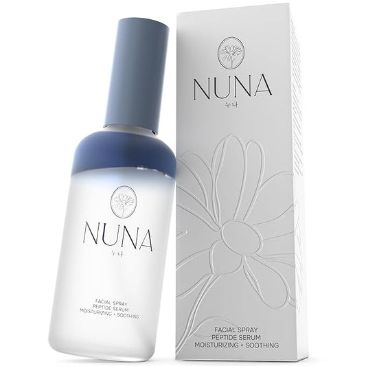 NUNA Ultra Hydrating Face Serum Spray with Peptides, Niacinamide, Hyaluronic Acid & Botanical Extracts – Korean Lightweight Moisture Boost Facial Mist & Setting Spray for Makeup – 3.38 fl oz