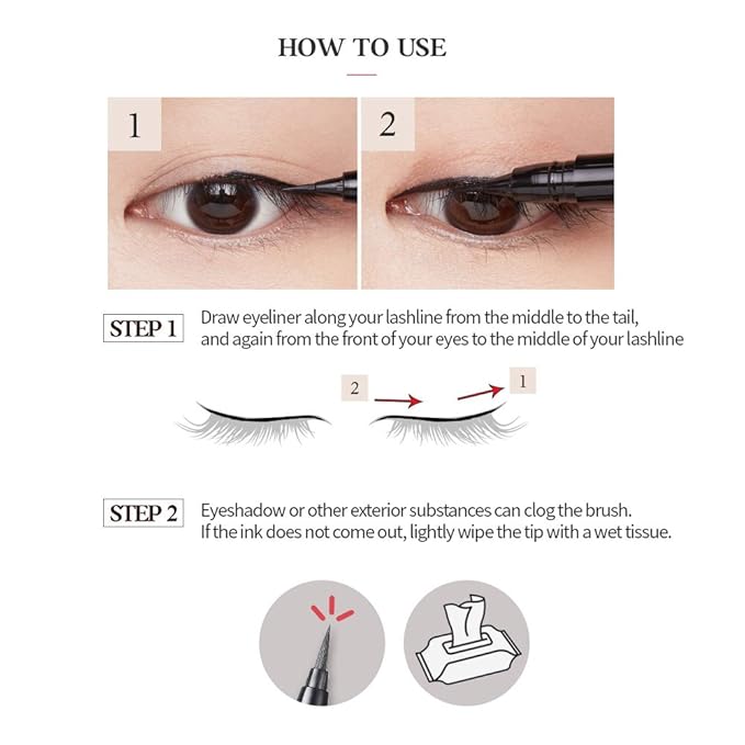 ETUDE Drawing Show Brush Korean liquid eyeliner, Soft Pen Type, Clear-Cut Soft Brush, Precise Tip, Long-Lasting, Waterproof, Easy Clean, Korean Makeup, Beauty, Brown (0.021 Ounce)