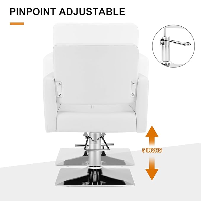 Artist hand White Salon Chair for Hair Stylist, Hydraulic Hair Salon Styling Chair with Back Cover, 360 Degree Swivel Barber Chair, Beauty Salon Equipment for Woman Man, Max Load 330 Lbs