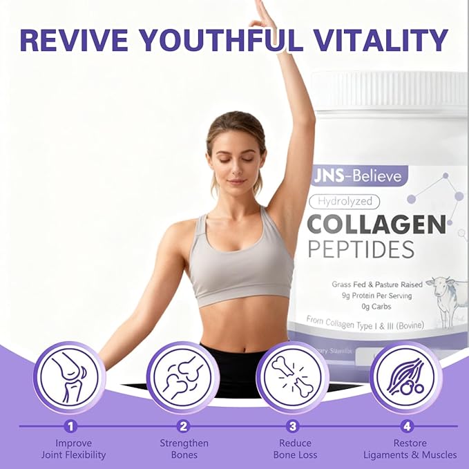Collagen Peptides Powder for Skin, Hair and Nails, Bovine Hydrolyzed Collagen Peptides for Women and Men, Unflavored Protein Supplements, 16 oz, 45 Servings