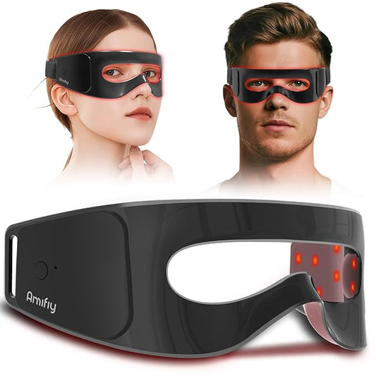 Red Light Therapy for Eyes, 3 Modes Around-Eyes Red Light Eye Mask, Eye Massager for Reducing Dark Circles and Puffiness, Smoothing Fine Lines for Men Women (Black)