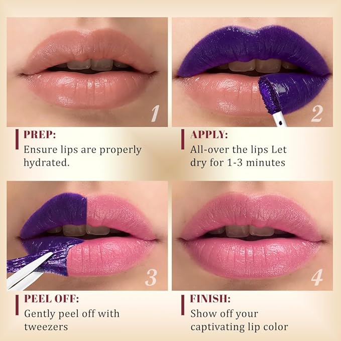 Kaely Light Rose Lip Stain Peel Off Masque, Long Lasting Waterproof Smudge Proof Lip Tint, Non-Transfer Semi Permanent Lipliner Tattoo with Tweezer, Matte Finish, Vegan & Cruelty-Free, 05