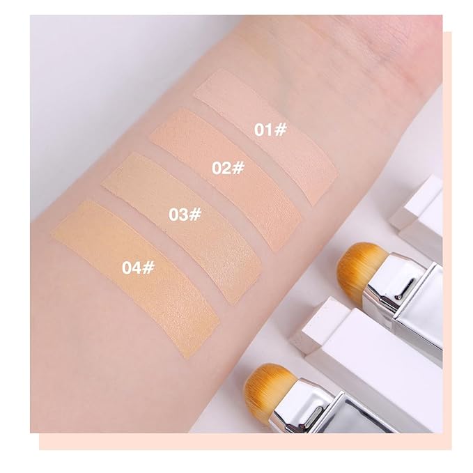 2 in 1 Color-Changing Foundation Stick, Weightless, Skin fit, Satin Glow Finish, Coverage Finish Base Makeup - Dual-Ended with Brush (01#True Beige)