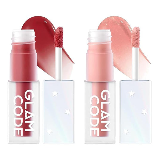 GLAM CODE Liquid Blush for Cheeks Duo - Hydrating Cream Blush for Daily - Blendable & Buildable Cheek Tint for Sensitive Skin - Lightweight, Skincare Infused Dewy Cheek Finish for All Skin Types - #04