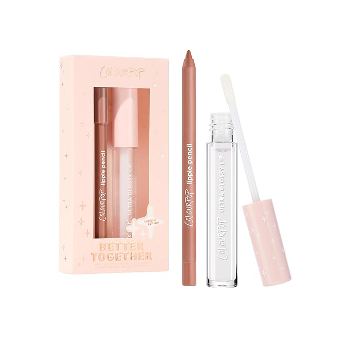 ColourPop Better Together Lip Pencil & Gloss Duo - Warm Nude Lip Combo for Definition & Shine - Includes Shades BFF & 20 Carats (2 Count)