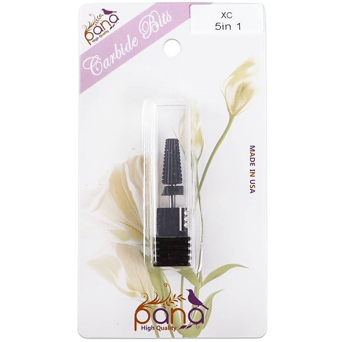 PANA 3/32" Shank 5-in-1 Nail Carbide Bit - (Triple Coarse - Extra Coarse Grit, DLC Black) - Two Way Rotate use for Both Left and Right Handed Fast remove Acrylic or Hard Gel Machine