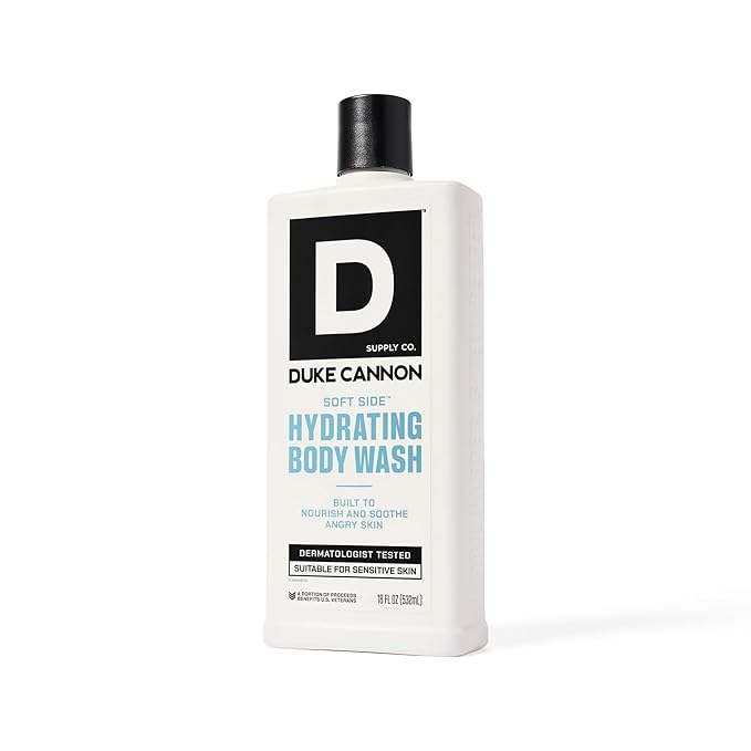 Duke Cannon Hydrating Body Wash - 18oz, Moisturizing Formula for Dry Skin, Refreshing Clean, Tough Yet Gentle, for Men, Soft Side Scent