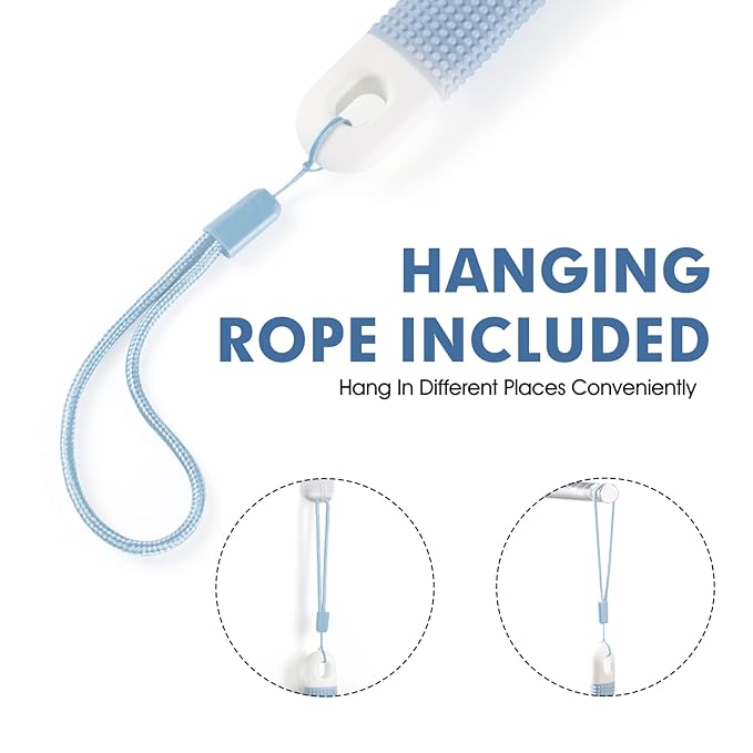 Back Scrubber Anti Slip for Shower,Shower Brush Long Handle with Stiff and Soft Bristles,Body Exfoliator for Bath or Dry Brush(Blue)