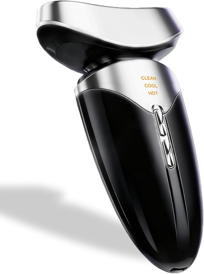 Red Light Beauty Device for Face and Neck, Based on High-end Red and Blue LED Light, Facial Cold and Hot, Vibration Technology, 3 Color Led Face and Neck Beauty Device for Home Use, Jet-Black