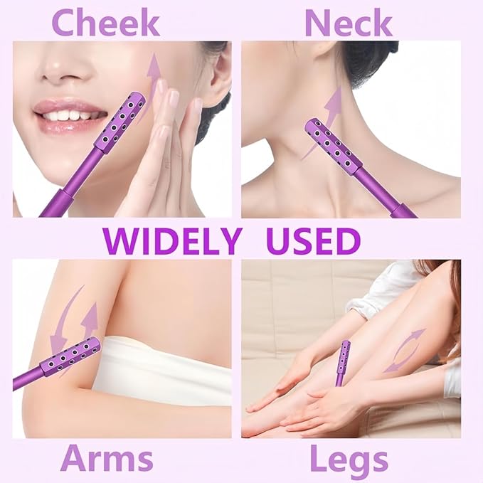 Face roller for women,Face Sculpting Tool, 30 pieces of germanium stone facial roller,Facial and Neck Beauty Massage, Help Blood Circulation, Reduce Puffiness and Redness,Great Self-care Gift(purple)