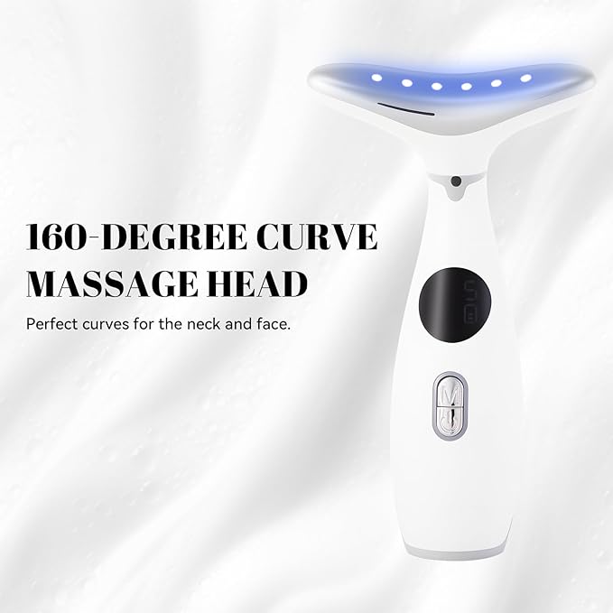 Facial Sculptor with Red Light Therapy, Microcurrent & Vibration Massager, Portable Anti-Aging Device for Face and Neck Care, Wrinkle Reducer Face Lift Tool (White) – Valentine’s Gift