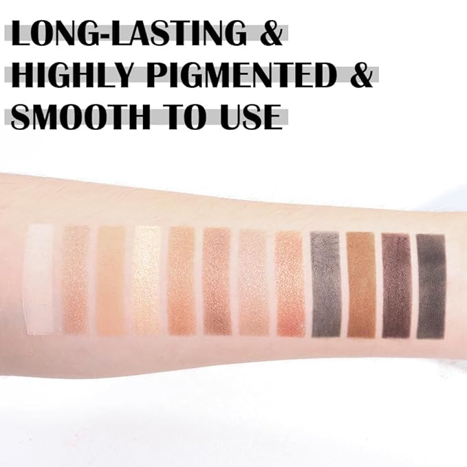 12 Colors Eyeshadow Palette – Neutral Warm Tone Matte & Glitter Eye Makeup Palette, High Pigment Waterproof Eyeshadow Kit for Women – Blendable Natural Brown, Nude, Rose Gold Shimmer Makeup 01#