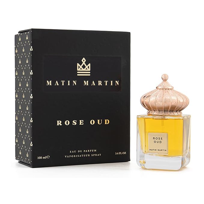 MATIN MARTIN Rose Oud for Unisex - Arabian Perfume for Women & Men - Long Lasting Fragrance with Saffron, Bergamont, Jasmine, Sandalwood, Cedar Notes - Arabic Cologne - Travel Size - 3.4 oz EDP Spray