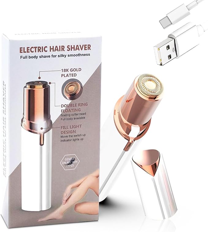 Facial Hair Remover for Women – Electric Face Razor with Light, Hair Removal for Upper Lip, Chin & Cheeks – Color White
