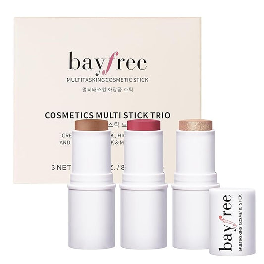 bayfree 3 PCS Makeup Cream Contour Stick Set, Highlighter Stick & Bronzer Stick & Blush Stick, Long Lasting, Natural Face Contour, Dewy & Matte Finish, Multi Stick Trio for All Skin
