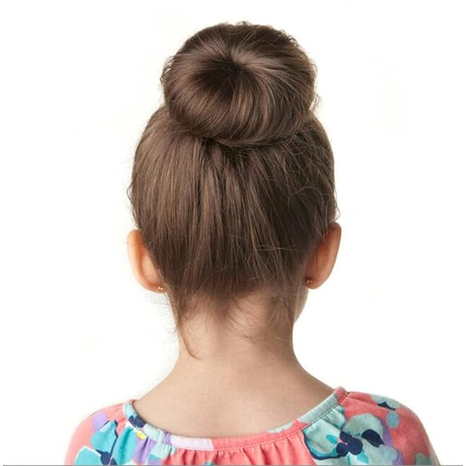 Goldrose Beauty Small Hair Bun Maker - 2 Pieces Magic Styling Twist Ring Doughnut Chignon for Kids Ballet (Brown)