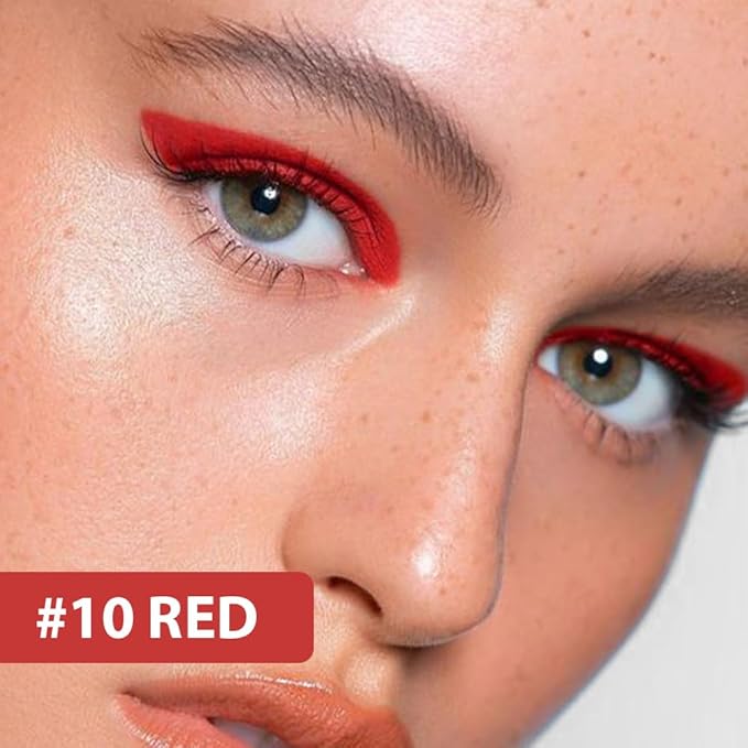 Kaely Red Waterline Pencil Eyeliner, Sharpenable Multi-Use Gel Eyeliner Pencil, Eye Liner Waterproof Smudge proof, Smooth Eye Makeup Liners, delineador de ojos contra el agua, 10