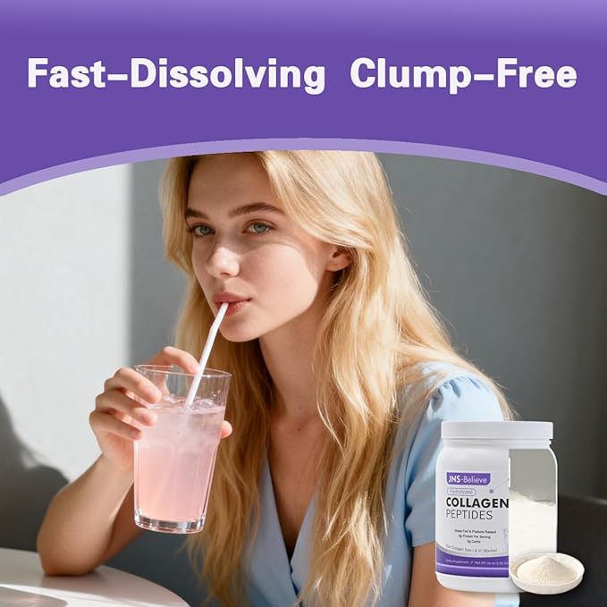 Collagen Peptides Powder for Skin, Hair and Nails, Bovine Hydrolyzed Collagen Peptides for Women and Men, Unflavored Protein Supplements, 16 oz, 45 Servings