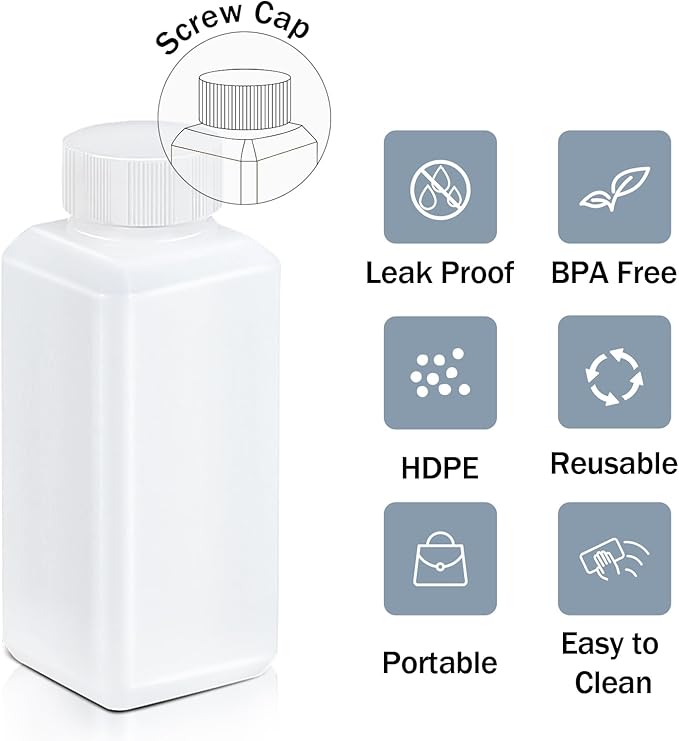 4oz/120ml Leak Proof Plastic Bottles with Caps for Liquids Sample, Reusable Small Bottles Containers for Travel, Camping and Hiking (Translucent, 10 Pcs)