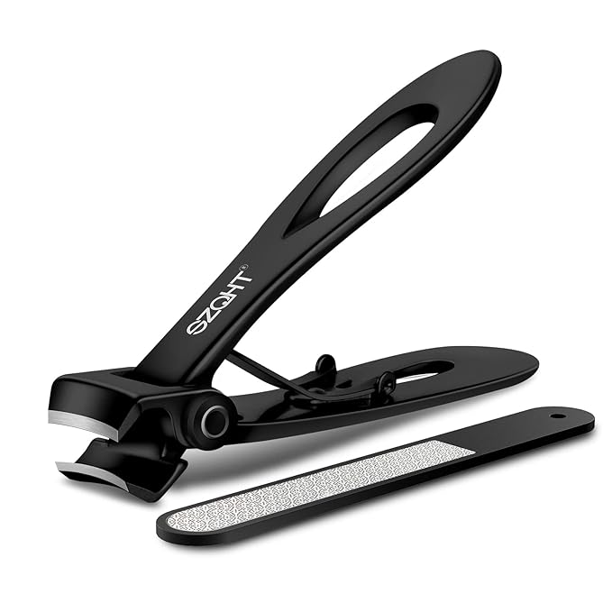 SZQHT Ultra Wide Jaw Opening Nail Clippers Set, Toenail Clippers for Thick Nails, Heavy Duty Nail Cutter, Stainless Steel Toe Nail Clippers for Seniors, Men & Women Manicure,Pedicure,Big(Black)