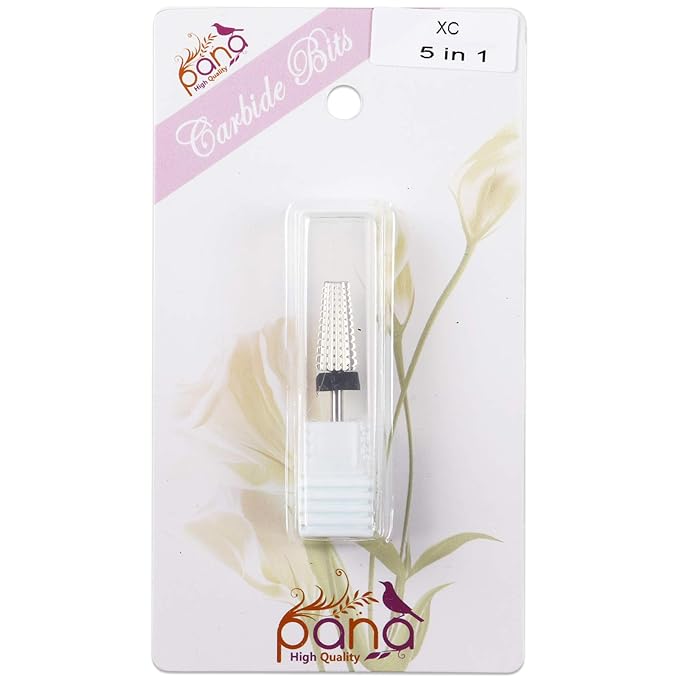 PANA Nail Carbide 5 in 1 Bit - Two Way Rotate use for Both Left and Right Handed - Fast remove Acrylic or Hard Gel - 3/32" Shank - Manicure, Nail Art, Drill Machine (Extra Coarse - XC, Silver)