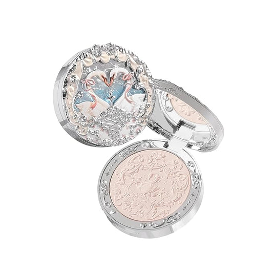 Flower Knows Swan Ballet Embossed Blush,Translucent Matte Finish,Buildable & Blendable Powder Blush for cheeks,Pressed Setting Powder,Natural Flush for All Skin Tones(01 Niveous Swan,5g)
