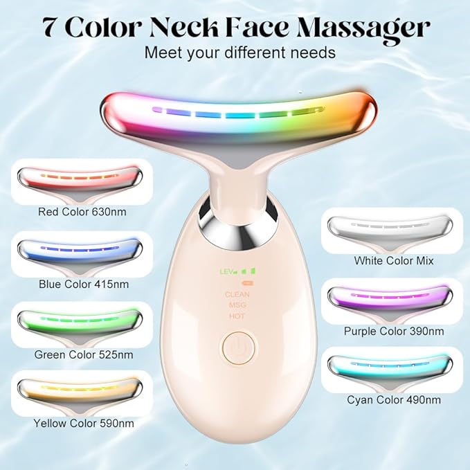 Neck Face Massager, Facial Massage Device with Thermal, Triple Action Colour Modes for Skin Care, Face Sculpting Tool for Double Chin(pink)