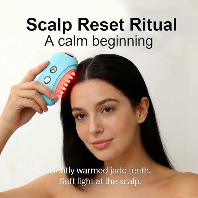 Face Massager Tool with Red Light Therapy for Face, Jade＆Rose Quartz Microcurrent Facial Device with Vibration＆7-Color LED Warm Heat, Gua Sha Facial Tools for Lifting, De-Puffing, Lymphatic Drainage