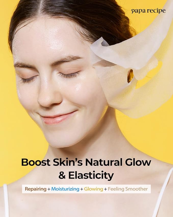 Papa Recipe Bombee Honey Mask Pack 25g * 10 sheets - Sheet Mask, Facial Skin Care, Deep Moisturizing Serum for Dry Skin - Korean Skin Care, K-Beauty, Ampoule Solidified, For radiant skin